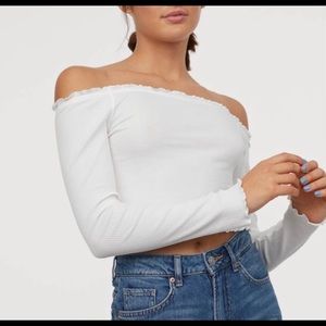 H&M long sleeve off the shoulder crop top